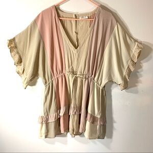 2/$35 Storia Pastel Striped Ruffle Trimmed Romper